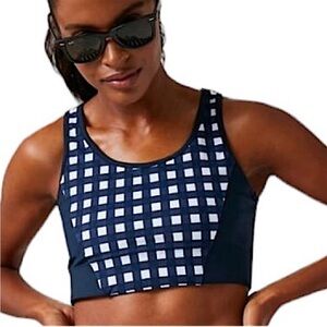 Tuckernuck Women's Navy And White Trellis Gingham Sports Bra Size XL